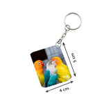 Pack Of 3_ Three Parrot One Side Printed Rectangle Designer Keychain (Multi Color) - GillKart