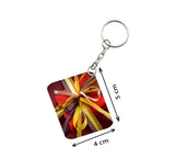 Pack Of 3_ Gift Ribban One Side Printed Rectangle Designer Keychain (Multi Color) - GillKart