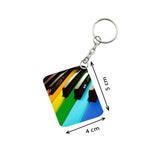 Pack Of 3_ Rainbow Piano Keys One Side Printed Rectangle Designer Keychain (Rainbow Color) - GillKart