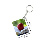 Pack Of 3_ Apple One Side Printed Rectangle Designer Keychain (Red) - GillKart