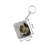 Pack Of 3_ Squirrel One Side Printed Rectangle Designer Keychain (Brown) - GillKart