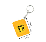 Pack Of 3_ Caution One Side Printed Rectangle Designer Keychain (Orange) - GillKart