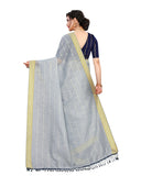 Women's Cotton Saree With Blouse (Grey, 5-6Mtrs) - GillKart