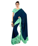 Women's Lycra Saree With Blouse (Blue, 5-6Mtrs) - GillKart
