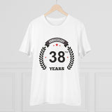 Men's PC Cotton 38th Anniversary Printed T Shirt (Color: White, Thread Count: 180GSM) - GillKart