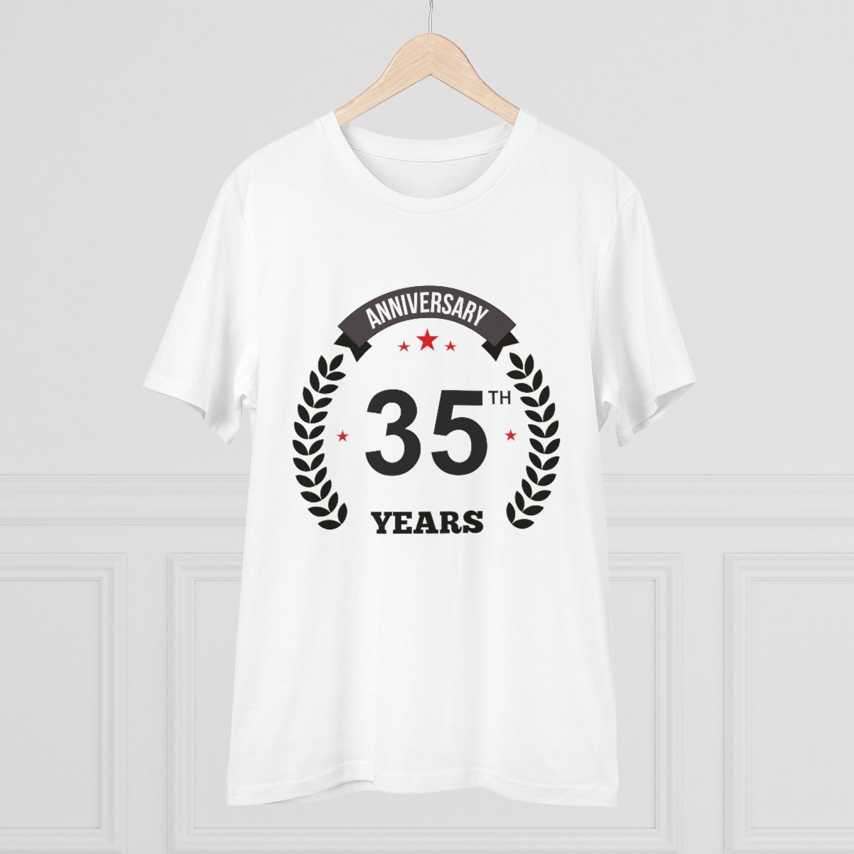 Men's PC Cotton 35th Anniversary Printed T Shirt (Color: White, Thread Count: 180GSM) - GillKart