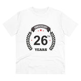Men's PC Cotton 26th Anniversary Printed T Shirt (Color: White, Thread Count: 180GSM) - GillKart
