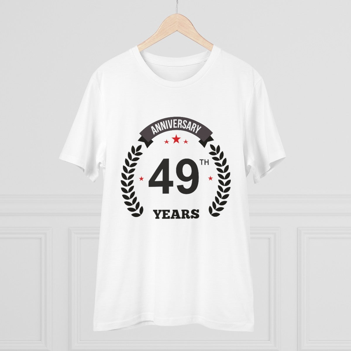 Men's PC Cotton 49th Anniversary Printed T Shirt (Color: White, Thread Count: 180GSM) - GillKart