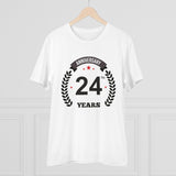 Men's PC Cotton 24th Anniversary Printed T Shirt (Color: White, Thread Count: 180GSM) - GillKart