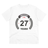 Men's PC Cotton 27th Anniversary Printed T Shirt (Color: White, Thread Count: 180GSM) - GillKart