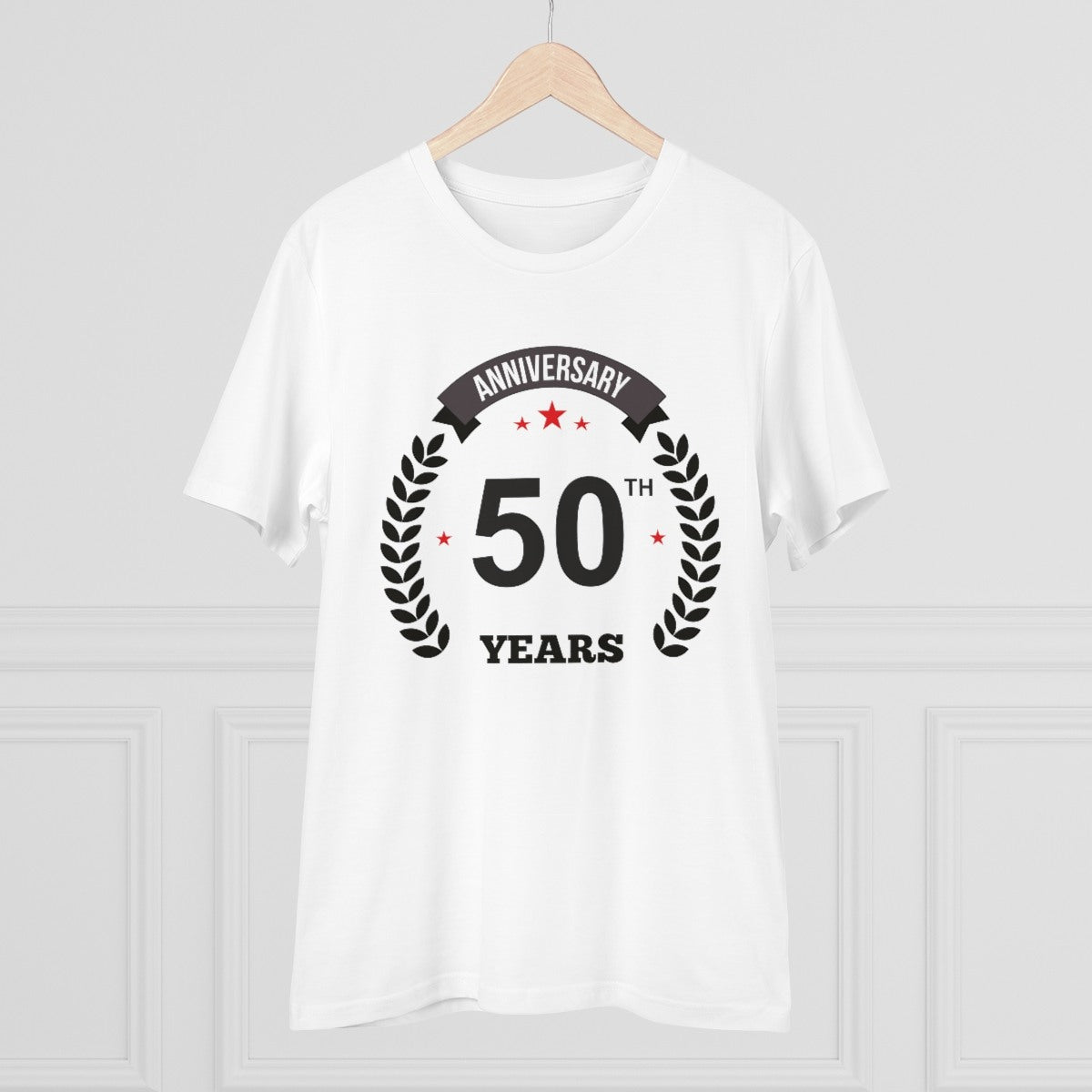 Men's PC Cotton 50th Anniversary Printed T Shirt (Color: White, Thread Count: 180GSM) - GillKart