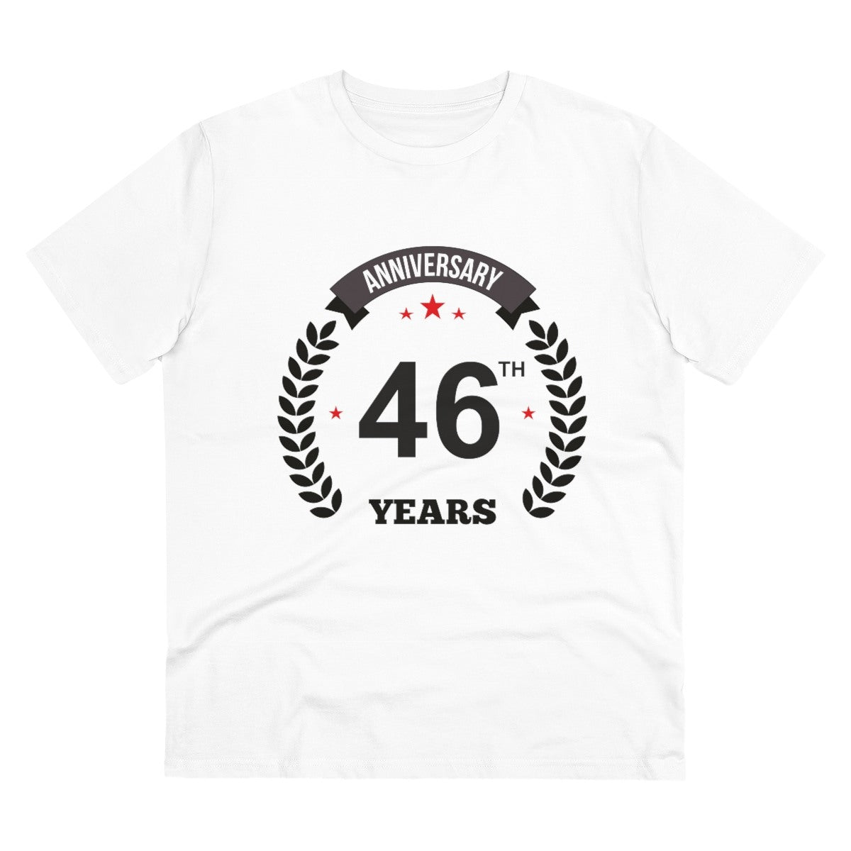 Men's PC Cotton 46th Anniversary Printed T Shirt (Color: White, Thread Count: 180GSM) - GillKart