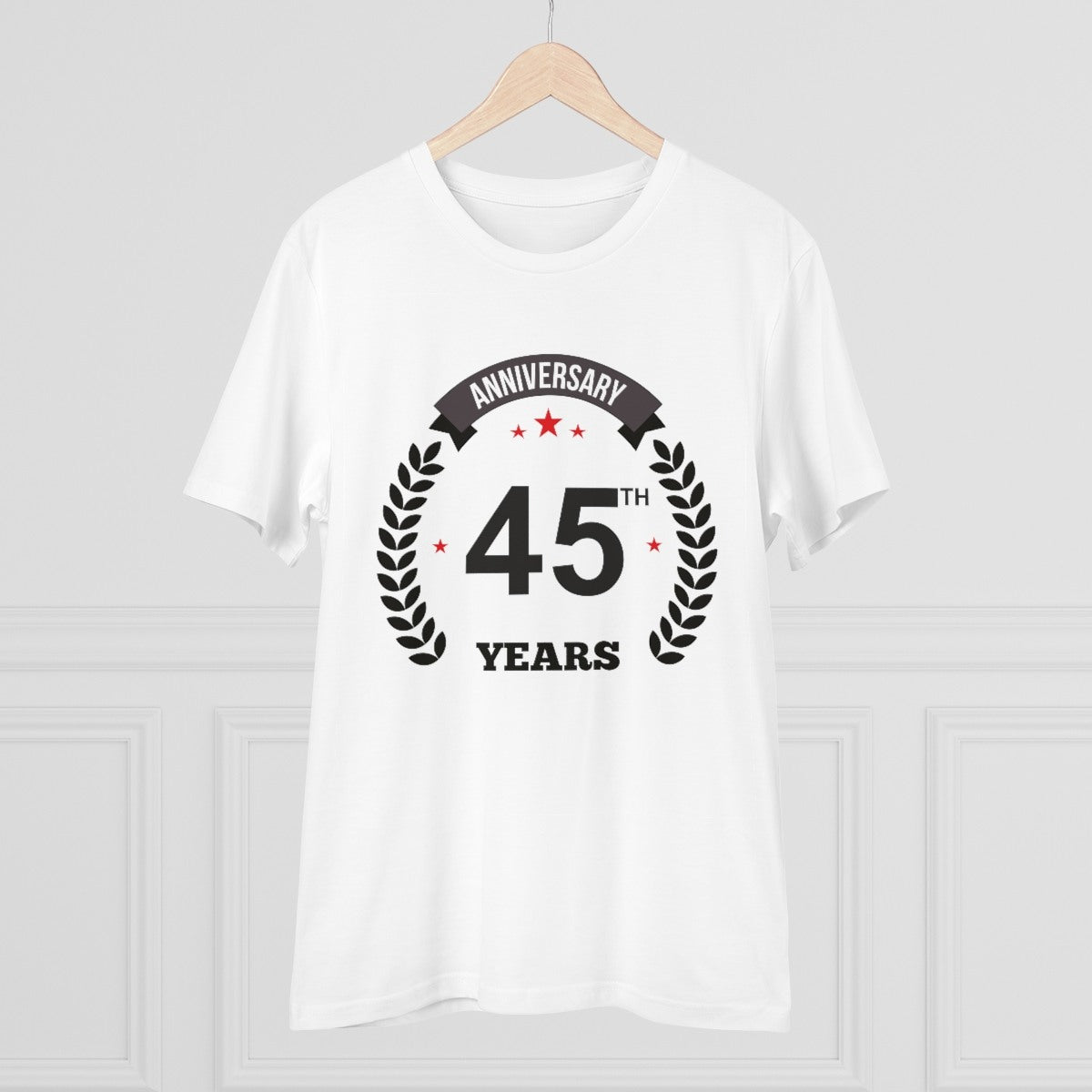 Men's PC Cotton 45th Anniversary Printed T Shirt (Color: White, Thread Count: 180GSM) - GillKart