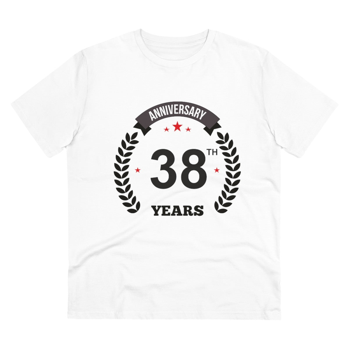 Men's PC Cotton 38th Anniversary Printed T Shirt (Color: White, Thread Count: 180GSM) - GillKart