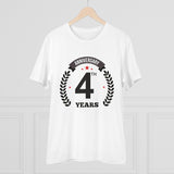 Men's PC Cotton 4th Anniversary Printed T Shirt (Color: White, Thread Count: 180GSM) - GillKart
