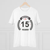 Men's PC Cotton 15th Anniversary Printed T Shirt (Color: White, Thread Count: 180GSM) - GillKart