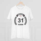 Men's PC Cotton 31st Anniversary Printed T Shirt (Color: White, Thread Count: 180GSM) - GillKart
