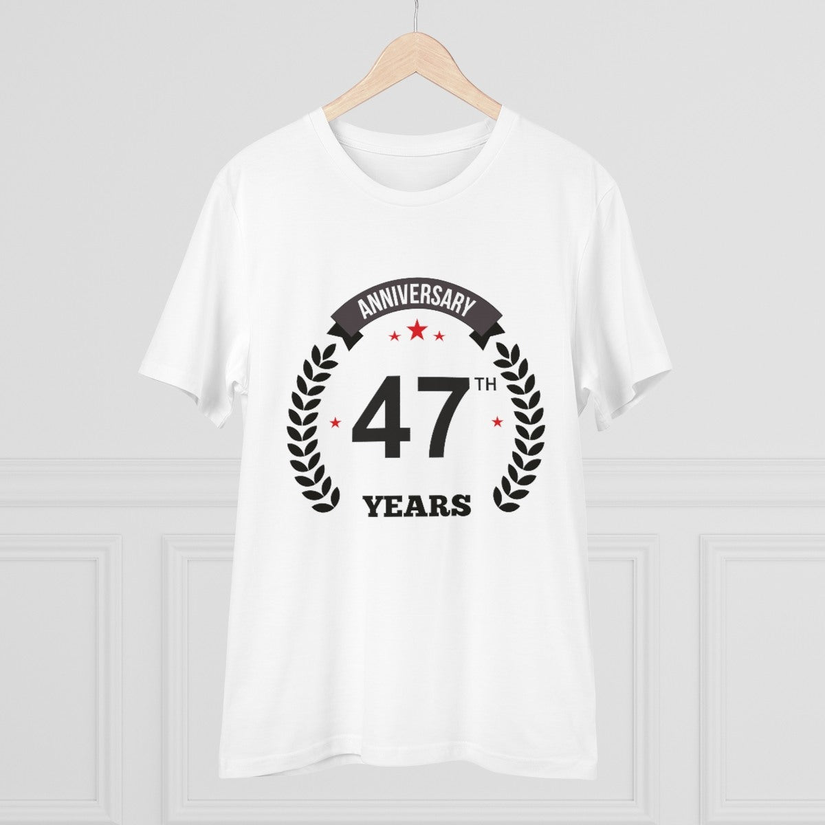 Men's PC Cotton 47th Anniversary Printed T Shirt (Color: White, Thread Count: 180GSM) - GillKart