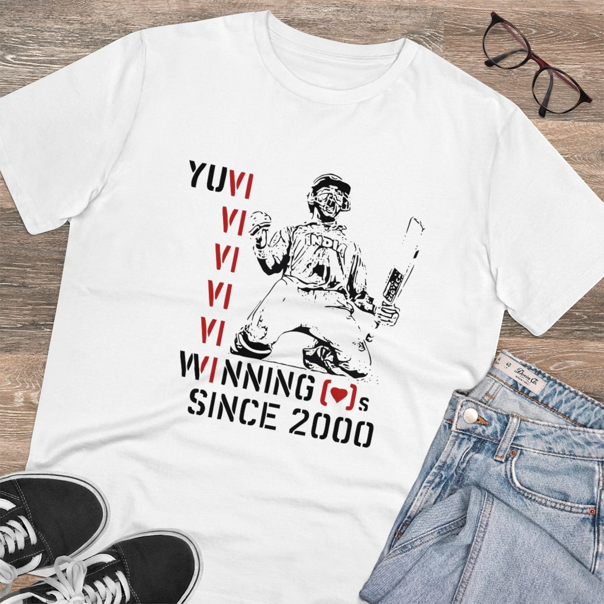 Men's PC Cotton Cricket Design Printed T Shirt (Color: White, Thread Count: 180GSM) - GillKart