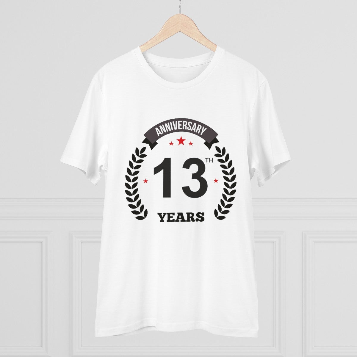 Men's PC Cotton 13th Anniversary Printed T Shirt (Color: White, Thread Count: 180GSM) - GillKart