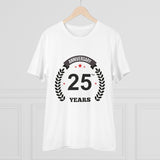 Men's PC Cotton 25th Anniversary Printed T Shirt (Color: White, Thread Count: 180GSM) - GillKart
