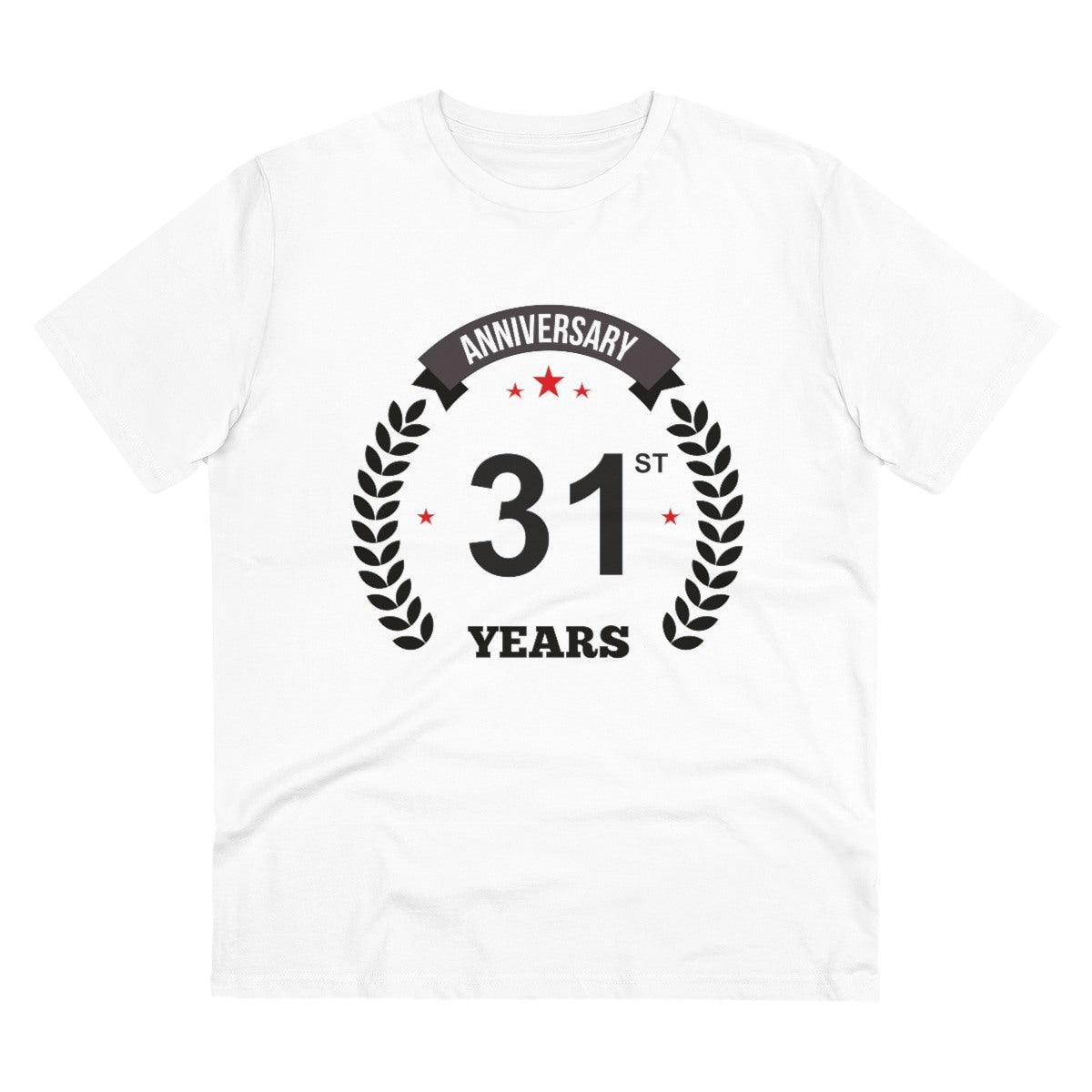 Men's PC Cotton 31st Anniversary Printed T Shirt (Color: White, Thread Count: 180GSM) - GillKart