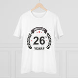Men's PC Cotton 26th Anniversary Printed T Shirt (Color: White, Thread Count: 180GSM) - GillKart