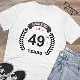 Men's PC Cotton 49th Anniversary Printed T Shirt (Color: White, Thread Count: 180GSM) - GillKart