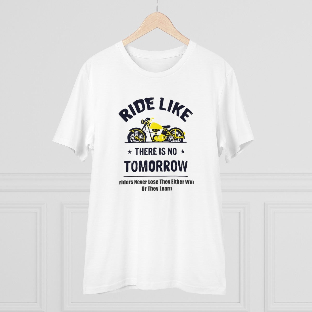 Men's PC Cotton Bike Ride Design Printed T Shirt (Color: White, Thread Count: 180GSM) - GillKart