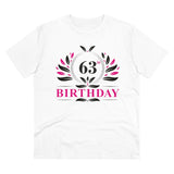 Men's PC Cotton 63rd Birthday Printed T Shirt (Color: White, Thread Count: 180GSM) - GillKart