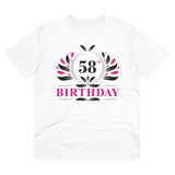 Men's PC Cotton 58th Birthday Printed T Shirt (Color: White, Thread Count: 180GSM) - GillKart
