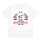Men's PC Cotton 67th Birthday Printed T Shirt (Color: White, Thread Count: 180GSM) - GillKart