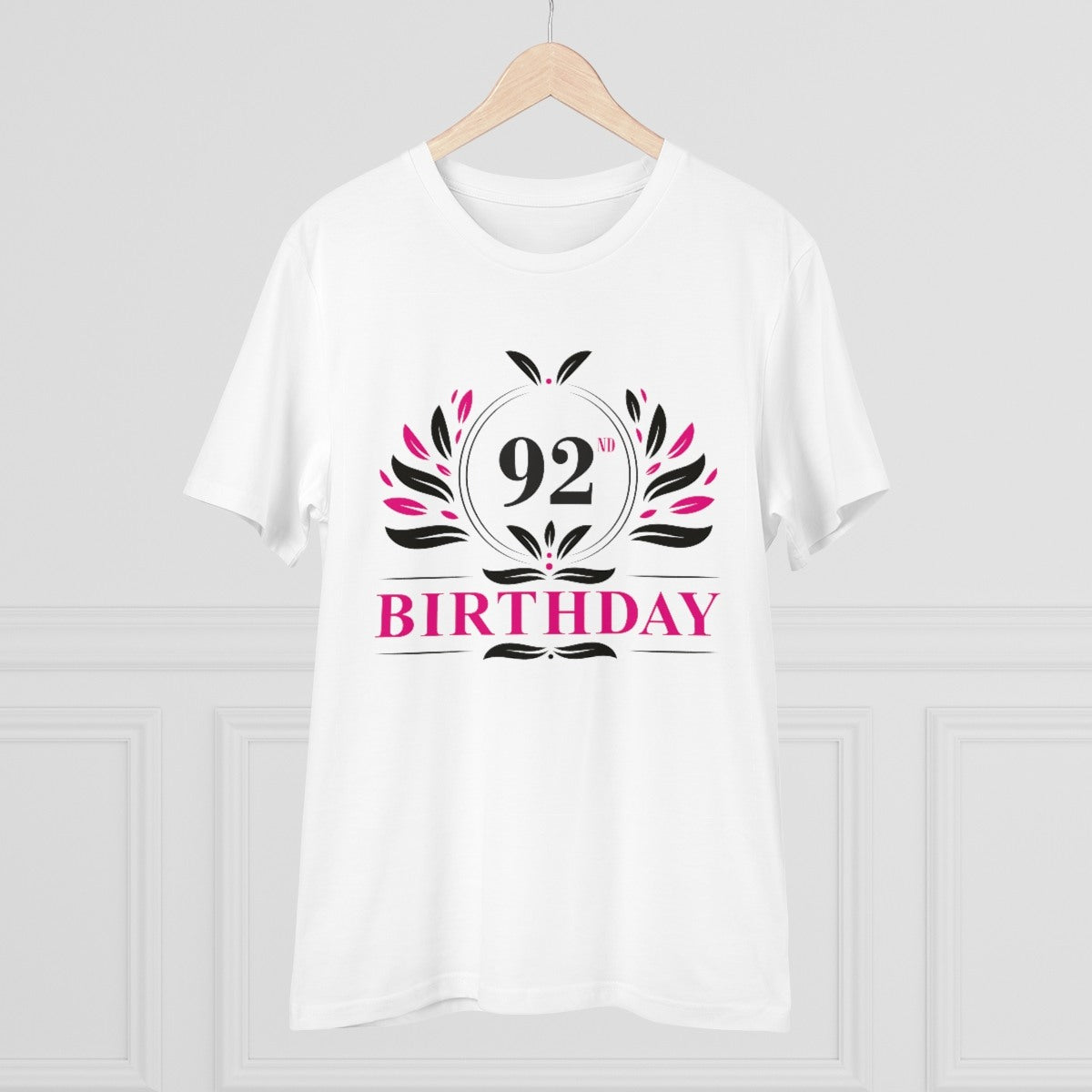 Men's PC Cotton 92nd Birthday Printed T Shirt (Color: White, Thread Count: 180GSM) - GillKart
