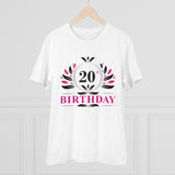 Men's PC Cotton 20th Birthday Printed T Shirt (Color: White, Thread Count: 180GSM) - GillKart