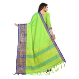 Women's Cotton Silk  Saree With Blouse (Green, 5-6Mtrs) - GillKart