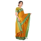 Women's Cotton Silk  Saree With Blouse (Gold, 5-6Mtrs) - GillKart