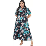 Womens fit and flare navy blue dress