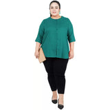 Women's Casual Solid Green Top (Color:Green, Material:Cotton Linen Blend) - GillKart