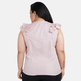 Women's Casual Flared Sleeve Printed Pink Top (Color:Pink, Material:Crepe) - GillKart