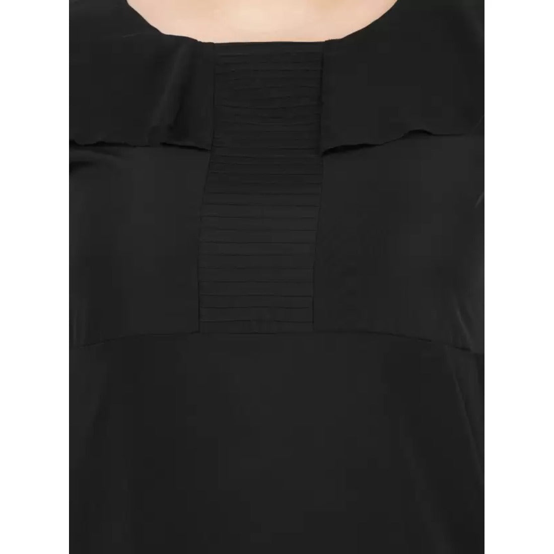 Women's Fit And Flare Black Dress (Color:Black, Material:Polyester) - GillKart