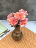 Artificial Flowers Bunch Bouquet Of 5 Vintage Garden Roses For Home Decoration (Peach Pink, Material:Silk, Polyester) - GillKart