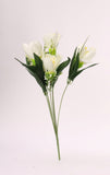 Artificial Flowers Bunch Bouquet Of Daffodil Tulip Flowers For Home Decoration (White, Material:Silk, Polyester) - GillKart