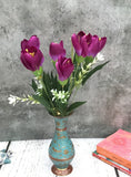 Artificial Flowers Bunch Bouquet Of Daffodil Tulip Flowers For Home Decoration (Purple, Material:Silk, Polyester) - GillKart