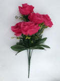 Dark pink silk & polyester artificial rose bouquet (5 roses), ideal for home decoration & gift-giving