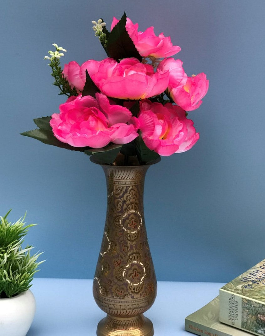 Light Pink silk & polyester poppy flower bunch (7 pieces) - ideal for home decoration & gifts