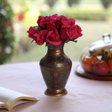 Dark pink silk polyester artificial rose bouquet (13 roses) for home decoration & gifts