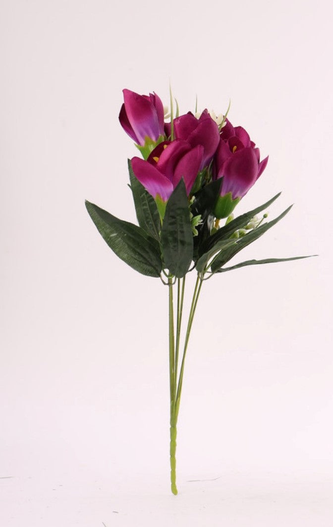 Artificial Flowers Bunch Bouquet Of Daffodil Tulip Flowers For Home Decoration (Purple, Material:Silk, Polyester) - GillKart