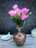 Light pink silk & polyester daffodil & tulip flower bunch for home decoration