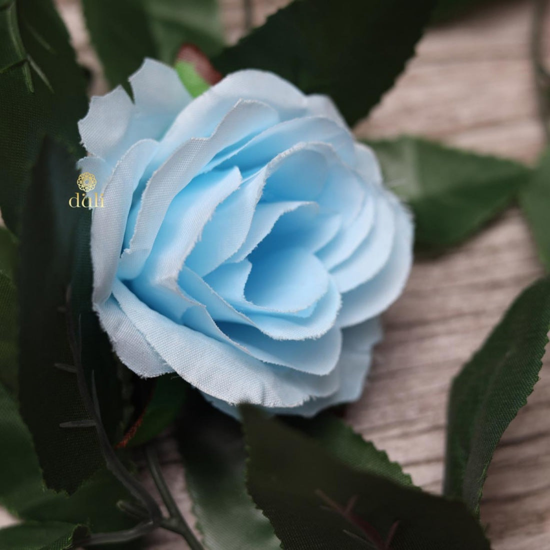 Blue silk polyester artificial rose vine flowers with green leaves for home party garden wall decoration