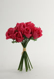Dark pink silk & polyester artificial rose bouquet (13 roses), ideal for home decoration & table decor, suitable for indoor/outdoor use